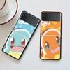 Z Flip 3 Case For Samsung Galaxy Z Flip 3 5G Black Hard Luxury Phone Cover Fall Prevention Fashion PC Shell Cute Pokemon EEvee