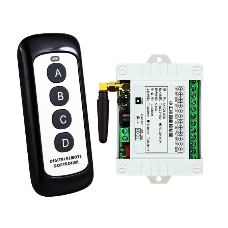 433Mhz Wireless Remote Control Transmitter 4 Key Long Ranges Wireless Receiver Module For Home Garage Door Opener