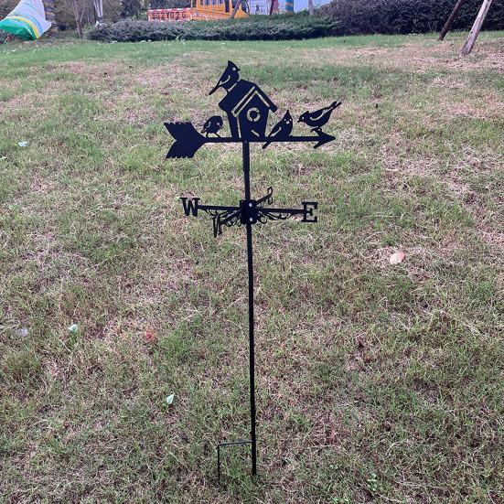 Yousheng Birdhouse Wind Vane Iron Rustic Garden Weather Vane Outdoor Weather Vane with Ground Stake for Lawn Courtyard Decoration