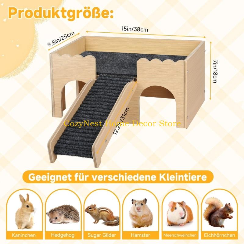 92MF Large Guinea Pigs House Cave Narural for Small Pet Hamster Playhouse with Easy Access Large House