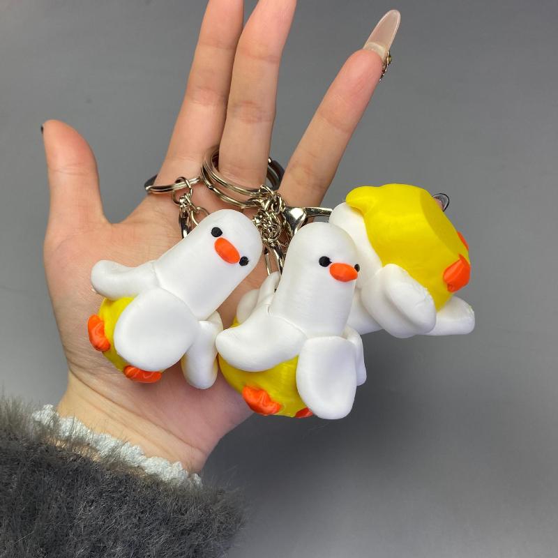 Keychain Quacking Duck Toy Stress Alleviating Mini Fidget for Kids and Adults