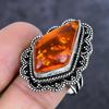 Natürlicher Baltischer Bernstein Edelstein 925 Sterling Silber Schmuck Ringgröße 9 ETC-13972