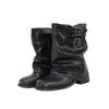 Pleated Pile Boots Women'S Year Black Maillard Medium Boots Women'S Leather Western Boots Locomotive Martin Boots