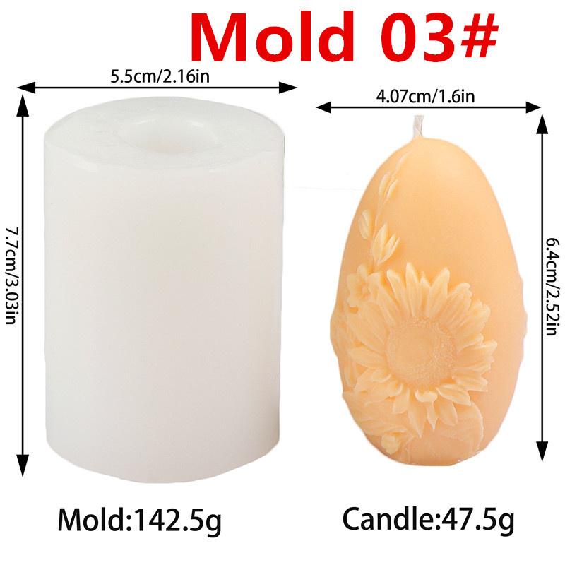 3D Easter Egg Silicone Candle Mold DIY  Rose Sunflower Phalaenopsis Patterns Easter Egg Candles Gypsum Home Decor Gift