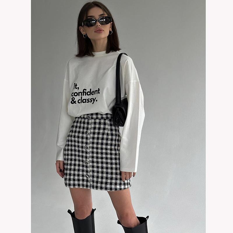 Hirsionsan Sanfte Brief Gedruckt Oansatz Langarm T Shirts Frauen Vintage Grundlegende Alle-spiel Pullover Tees Weibliche Freizeit Kleidung