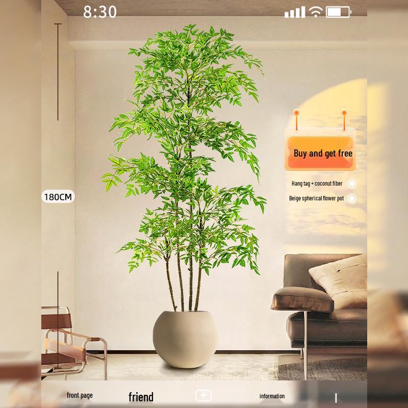 Nandina Luxus Kunstbaum - Dekorative Bionische Grüne Pflanze für Innenräume mit Seidenblumen für die Wohnzimmer-Landschaftsgestaltung.