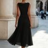 Women’s Sleeveless Cowl Neck Midi Dress Elegant Solid Design Flowy A-Line Suitable for Vacation and Daily Wear