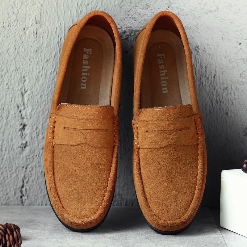 Men's Frosted Leather Slip-on Loafers - Lightweight, Simple, Plus Size, Four Seasons Wear