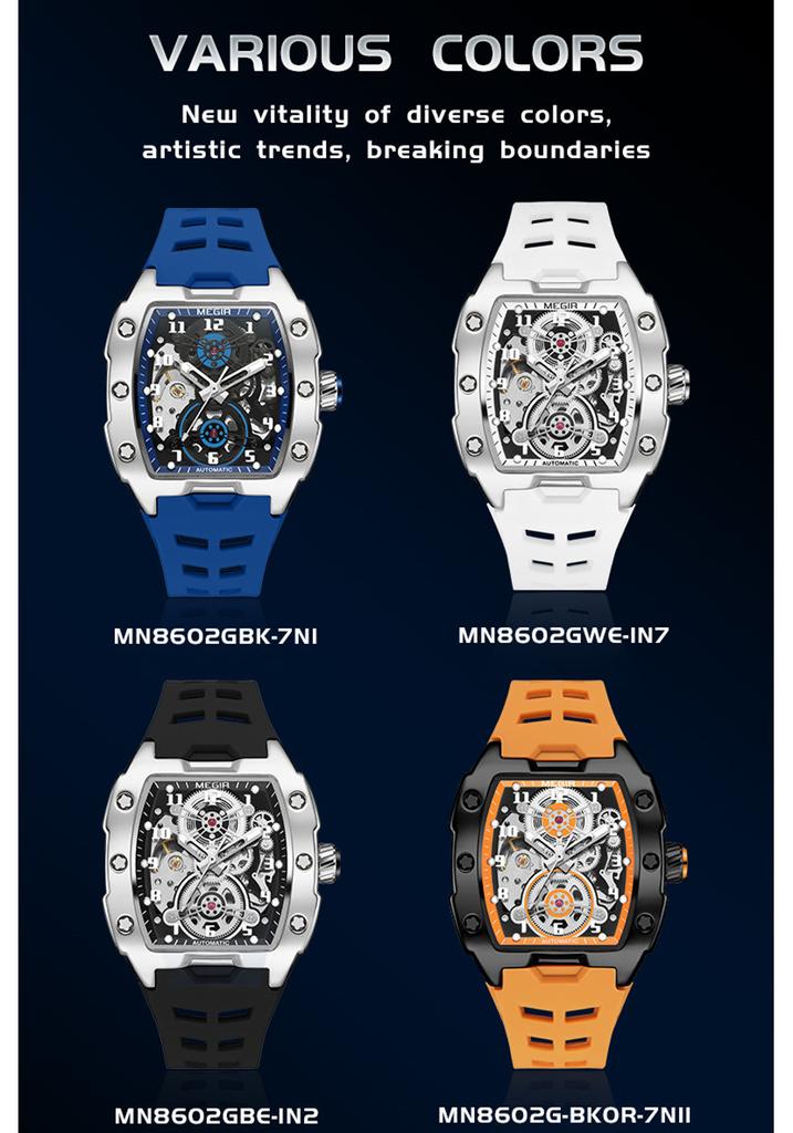 MEGIR Brand Fashion Mechanical Watch for Men Sport Hollowed Out Automatic Wristwatch Luminous Waterproof Clock Reloj Hombre 8602