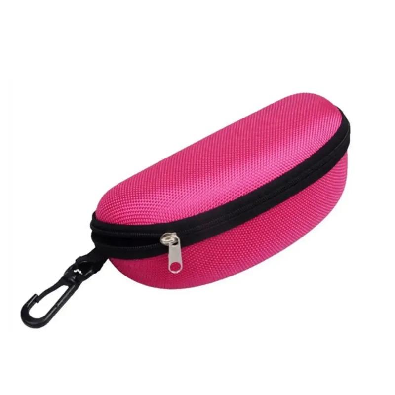 1pc Portable Sunglasses Case Protector Oxford Cloth Hard EVA Zippered Eyeglasses Case with Carabiner Unisex Eyewear Accessories