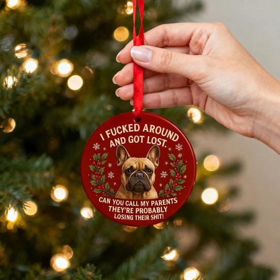 French Bulldog Ornaments for Christmas Tree Funny Acrylic French Bulldog Hanging Ornaments Gifts for Dog Lovers