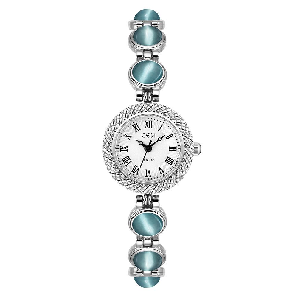Medieval Light Luxury High-End Colorful Bracelet Watch Niche High-End Opal Chain Quartz Watch
