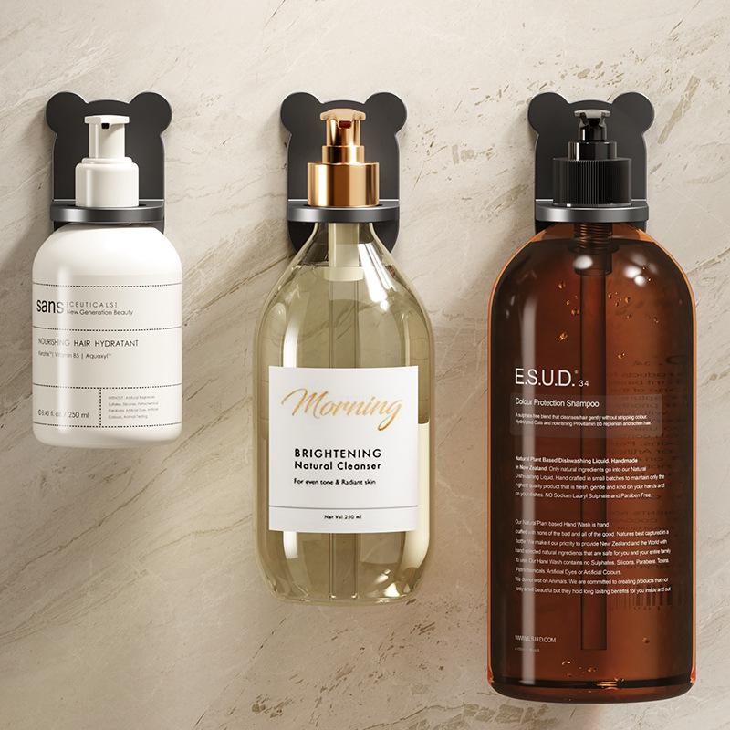 Wall-Mounted Shower and Soap Dispenser: No-Drill Shampoo & Hand Soap Rack for Bathroom Storage.
