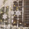 18pcs Christmas Tree Decoration Crystal Ornaments Hanging Acrylic Snowflake Drop Ornaments for Christmas Tree Winter New Year Pa