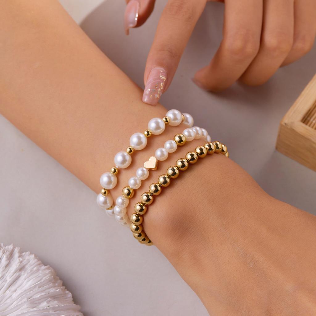 Bracelet women's high sense creative imitation pearl love beaded bracelet fashion stacking combination set bracelet