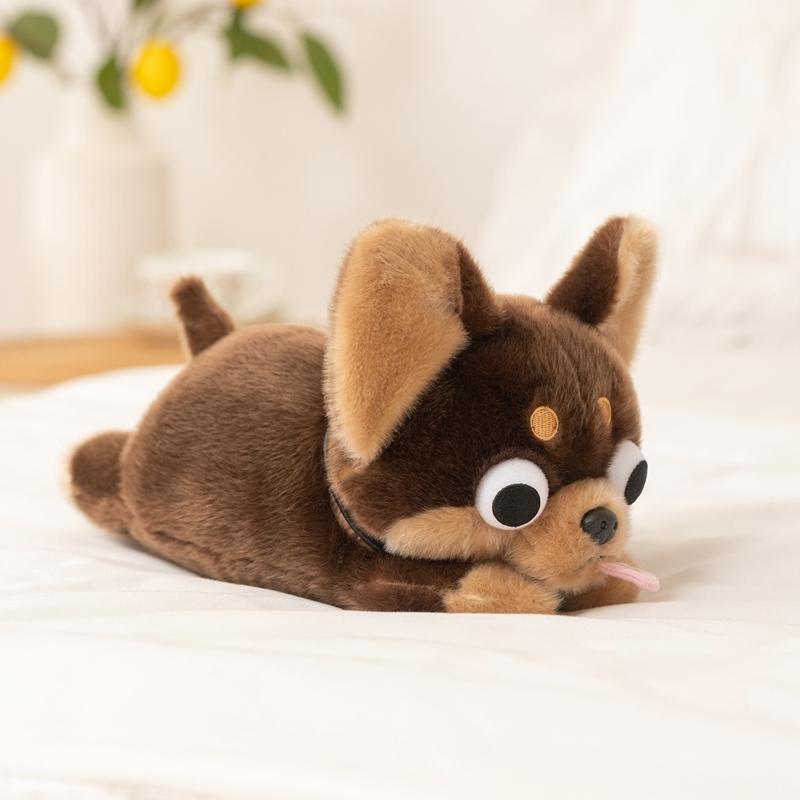 Cartoon Chihuahua Plush DollBig Eyes Stick Out Tongue Multiple Postures Dog Animal Stuffed Toy Birthday Gift for Baby Friends