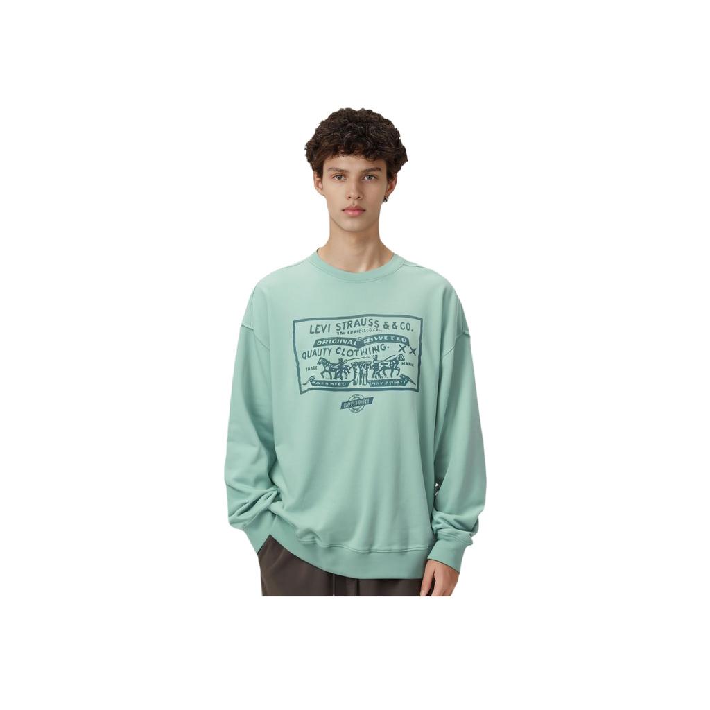 Levis Loose Fit Round Neck Printed Casual Long Sleeve Sweatshirt Men sweatshirt Light-Green 0019A-0001