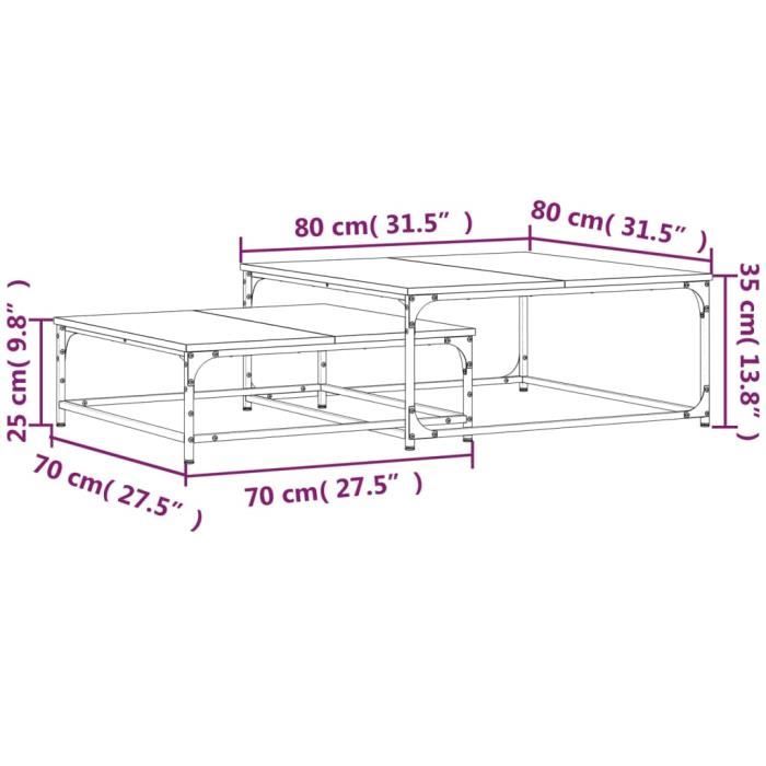 VidaXL Tables basses gigognes 2 pcs chêne sonoma bois d'ingénierie 832819