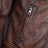 Men's Leather Jacket Vintage Red Brown Real Cow Leather CoatTurn Down Collar Spring Autumn