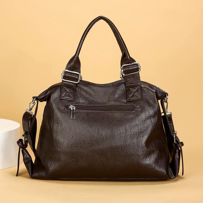 Retro Women's Bag Middle-aged and Elderly Women's Mother's Bag Single-shoulder Crossbody Handbag Soft Leather Bag