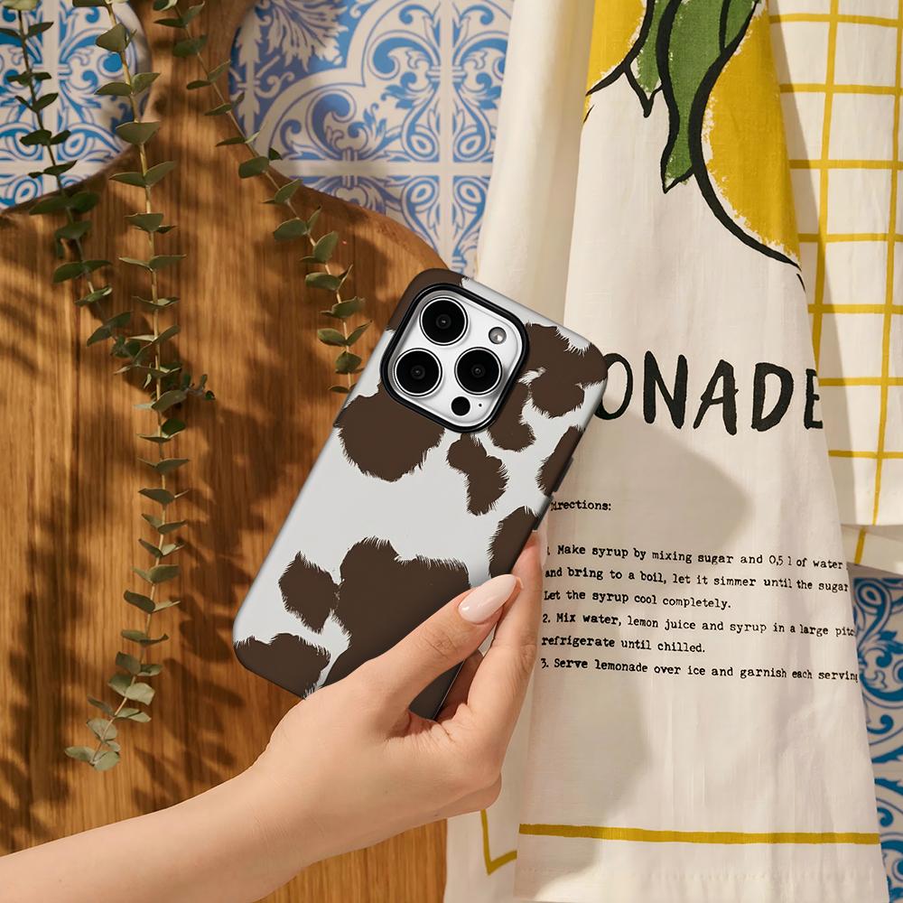 Cow Pattern Phone Case for IPhone 16 15 14 13 12 11 X XS XR XSMAX 7 8 Pro Max Plus Double-layer Back Cover