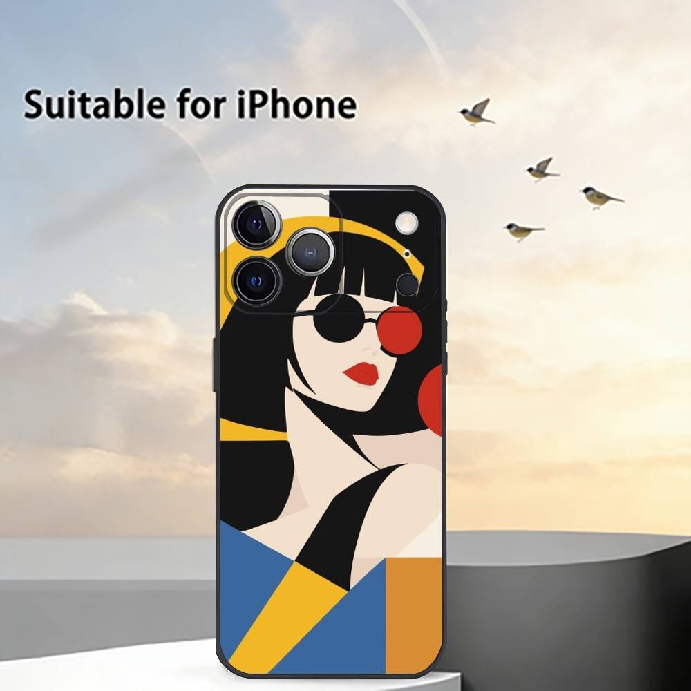 

Geometric Bauhaus A-Art Phone Case For iPhone 17,16,15,14,13,12,11 Plus,Pro Max,XS,Soft Silicone Black Cover iPhone17