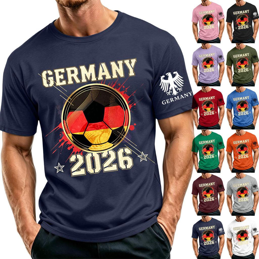 Men's Casual Printed Short Sleeve T-Shirt Lightweight Breathable Round Neck
