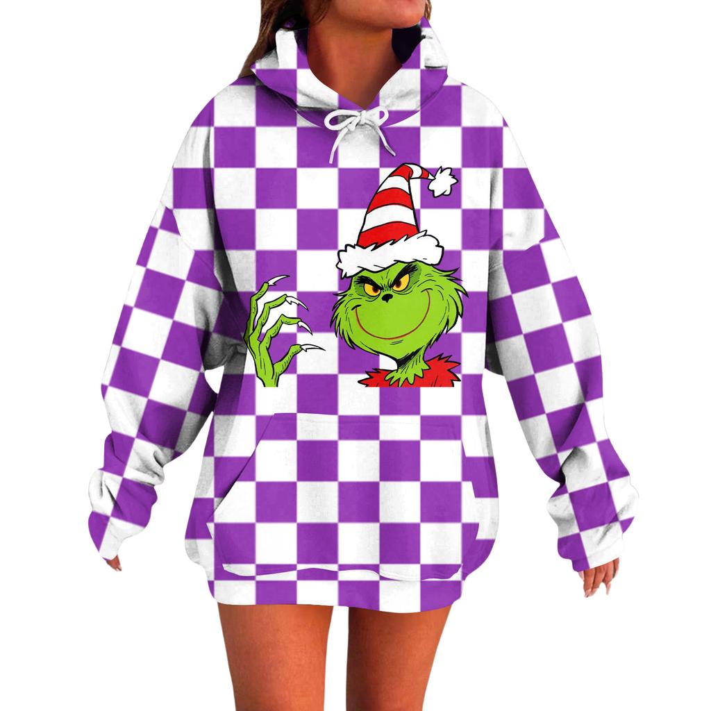Ladies' Loose Comfortable Casual Fashionable Christmas Print Hooded Sweatshirt