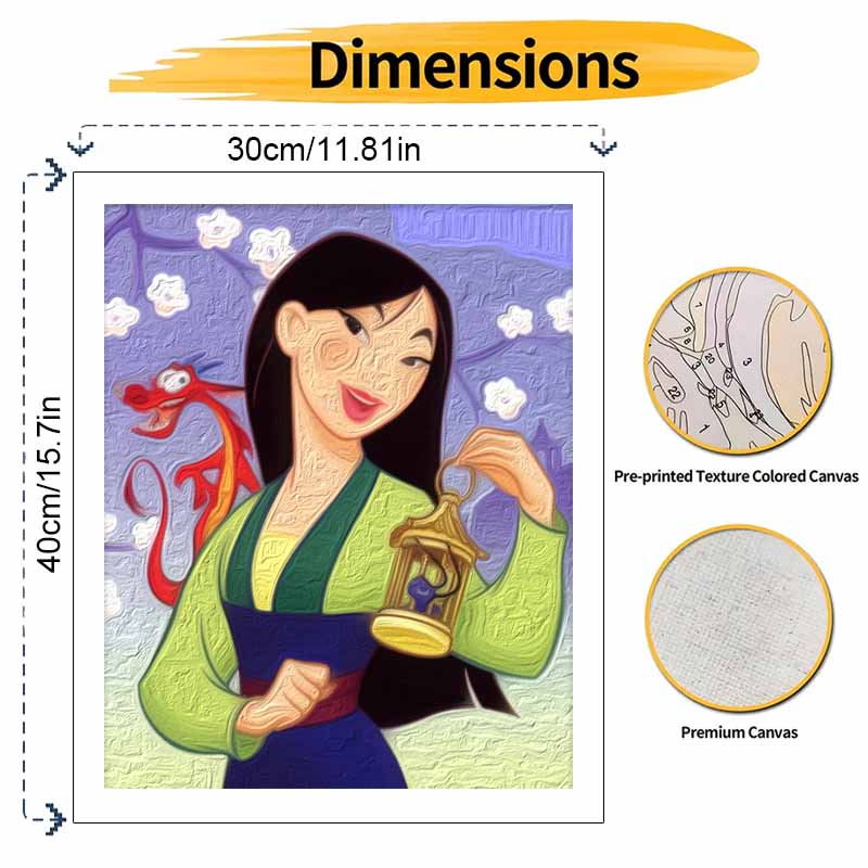 Disney Mulan Mushu DIY Oil Painting Art Painting Kit Home Wall Decor Handmade Gift Beautiful Anime Figure Wall Art Canvas Painting