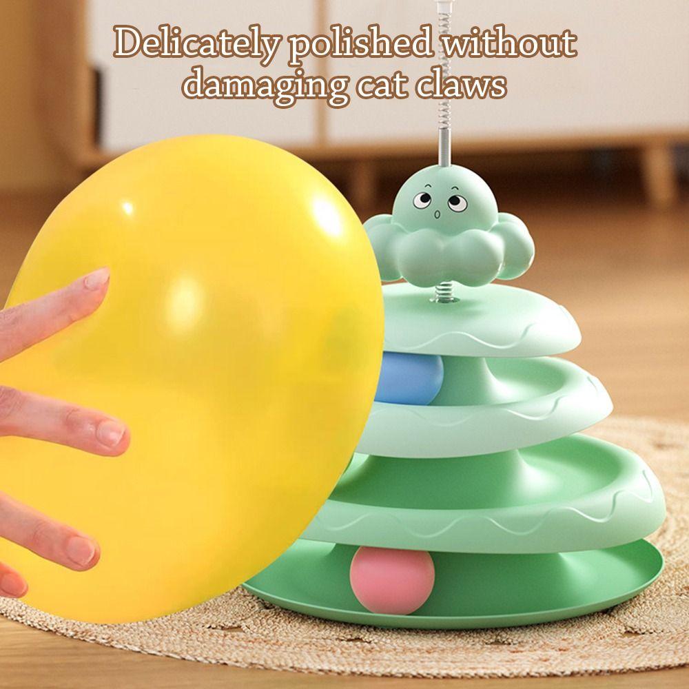 Interactive Turntable Cat Ball Spinning Self-Rotating Pet Cat Turntable Balls Rotatable Feather Cat Amusement Plate