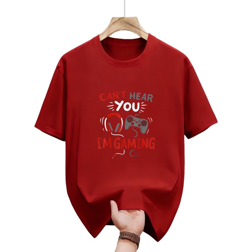 Mens TShirt White Cant Hear You Im Gaming Headphones  Controller Print High Quality Cotton S