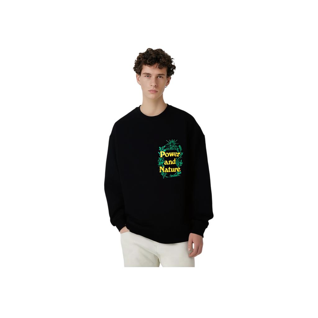 Li-Ning Urban Outdoor Series Reflective Letter Print Loose Crew Neck Sweatshirt Unisex Tops Black AWDRF29-3