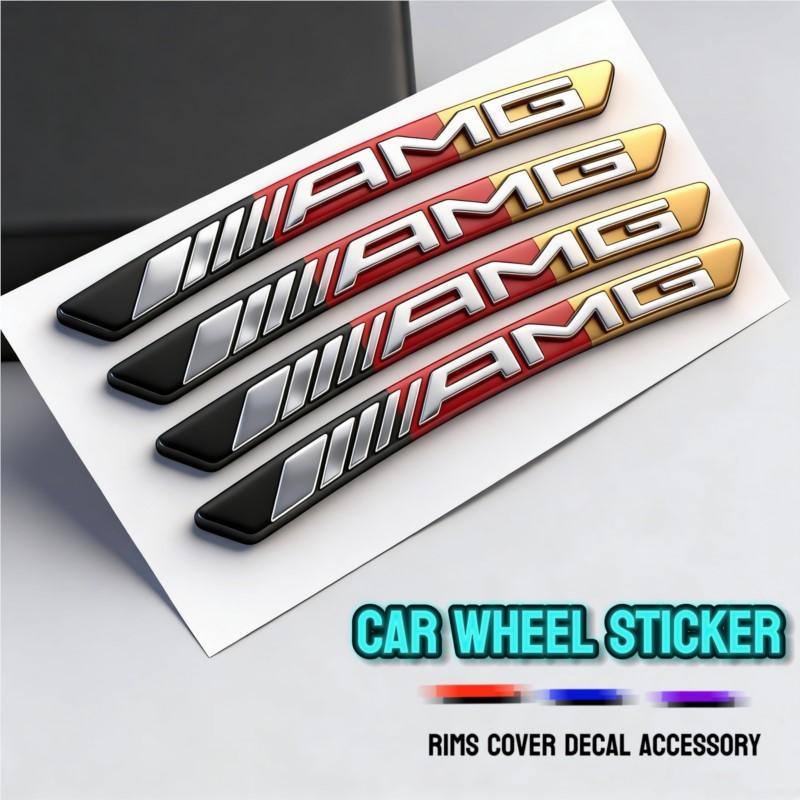 3D Aluminium AMG Logo Wheel Rim Sticker Decals Emblem Badge For Mercedes Benz AMG Smart W205 C300 W203 W206 W108 W124 W126 W140