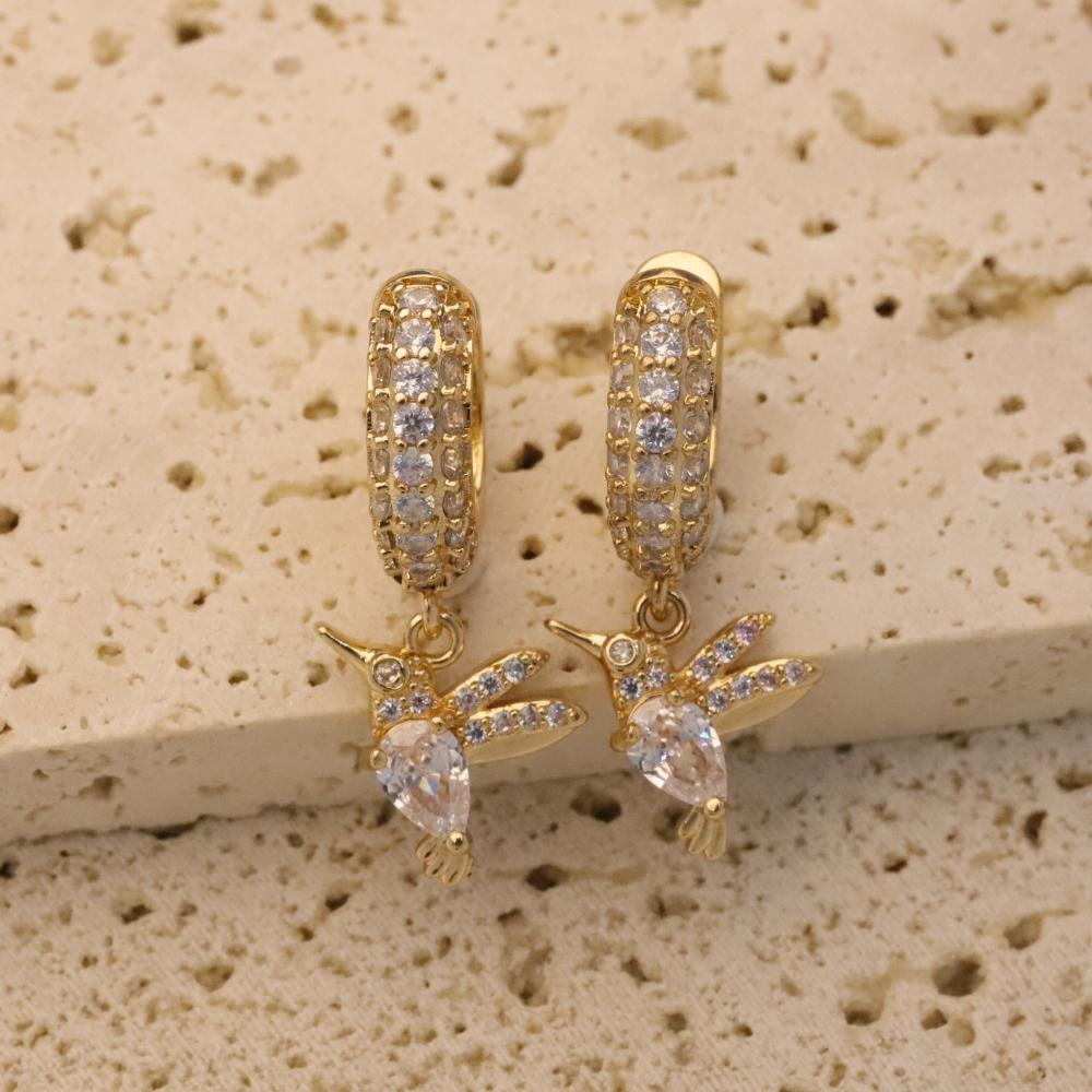 

1 пара милых серег-подвесок с птичками для женщин, серьги с цирконием, ювелирные украшения, аксессуары для свадебной вечеринки белый