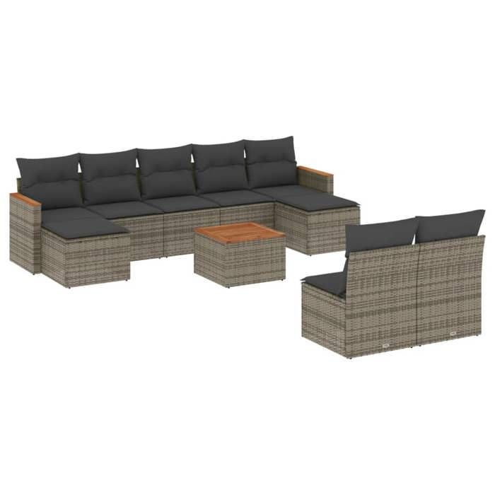 VidaXL Garden Lounge Set with Cushions 10 Pcs, Patio Sofas, Patio Furniture Set, Outdoor Furniture, Grey 3258784
