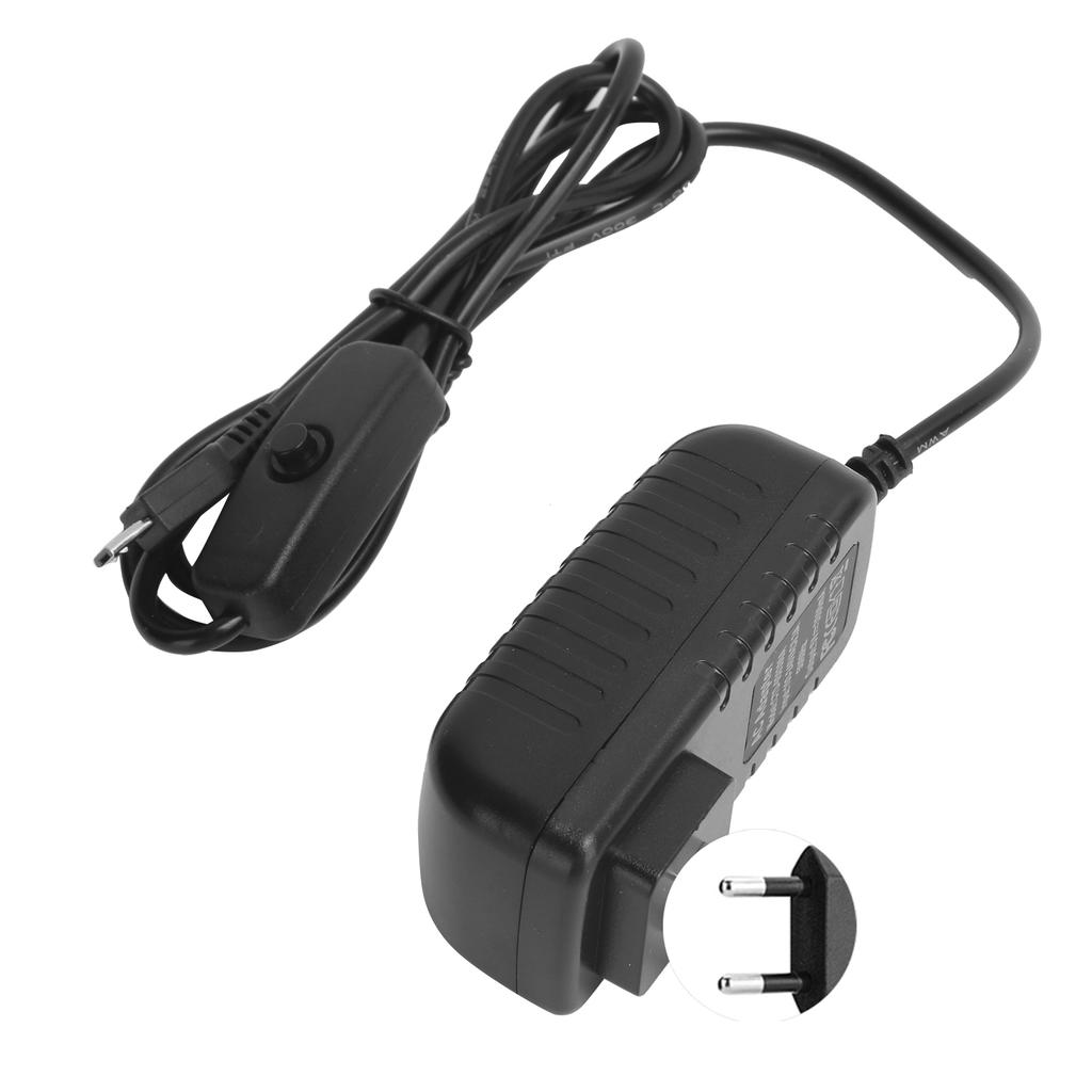 Power Supply for Raspberry Pi 5V 3A with Switch Button Integrated Micro USB Adapter 100‑240V