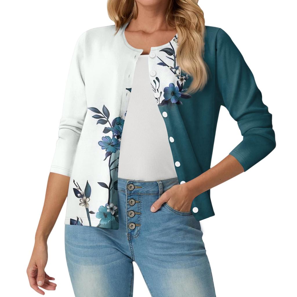 Women's Fashionable, Casual, Comfortable Floral Cardigan Jacket