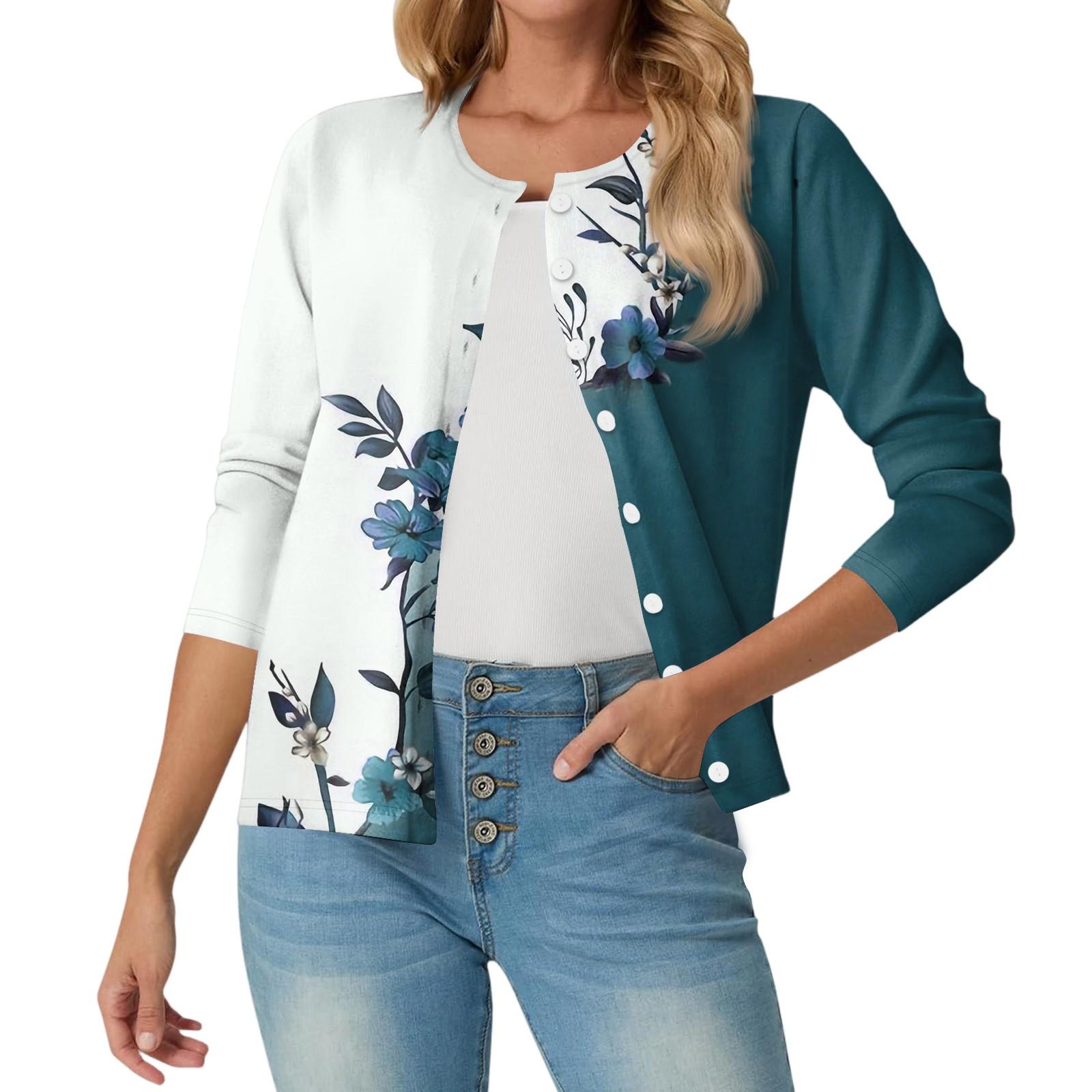 

Женский модный, повседневный, удобный кардиган с цветочным принтом L