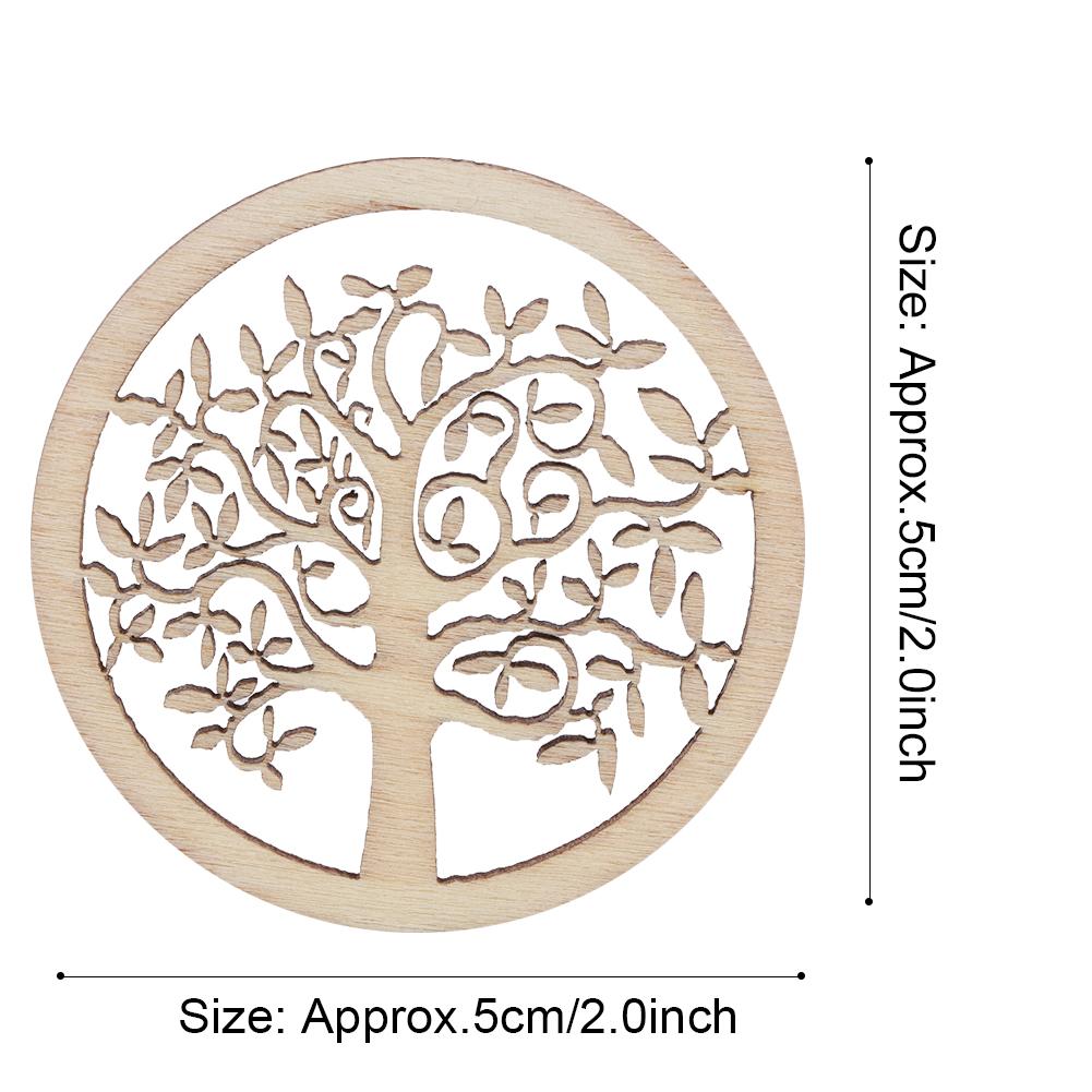 10PCS Round Tree Pattern Wood Craft Handwork Scrapbooking Home Decoration