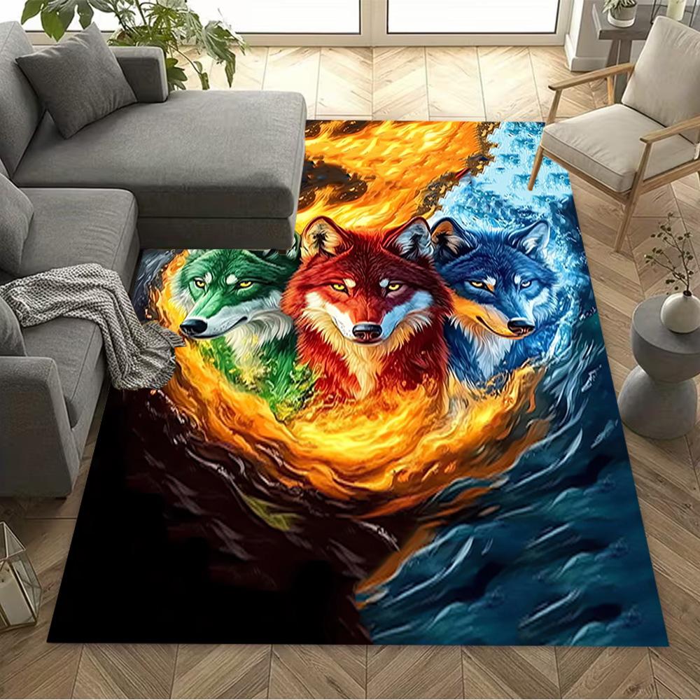 1pc Wolf Pack Forest Design Home Carpet Non-slip Office Decor Gift Living Room Bedroom