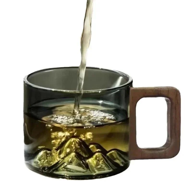 100ml High-borosilicate glass high-temperature resistant tea cup household wooden handle mountain cup tea