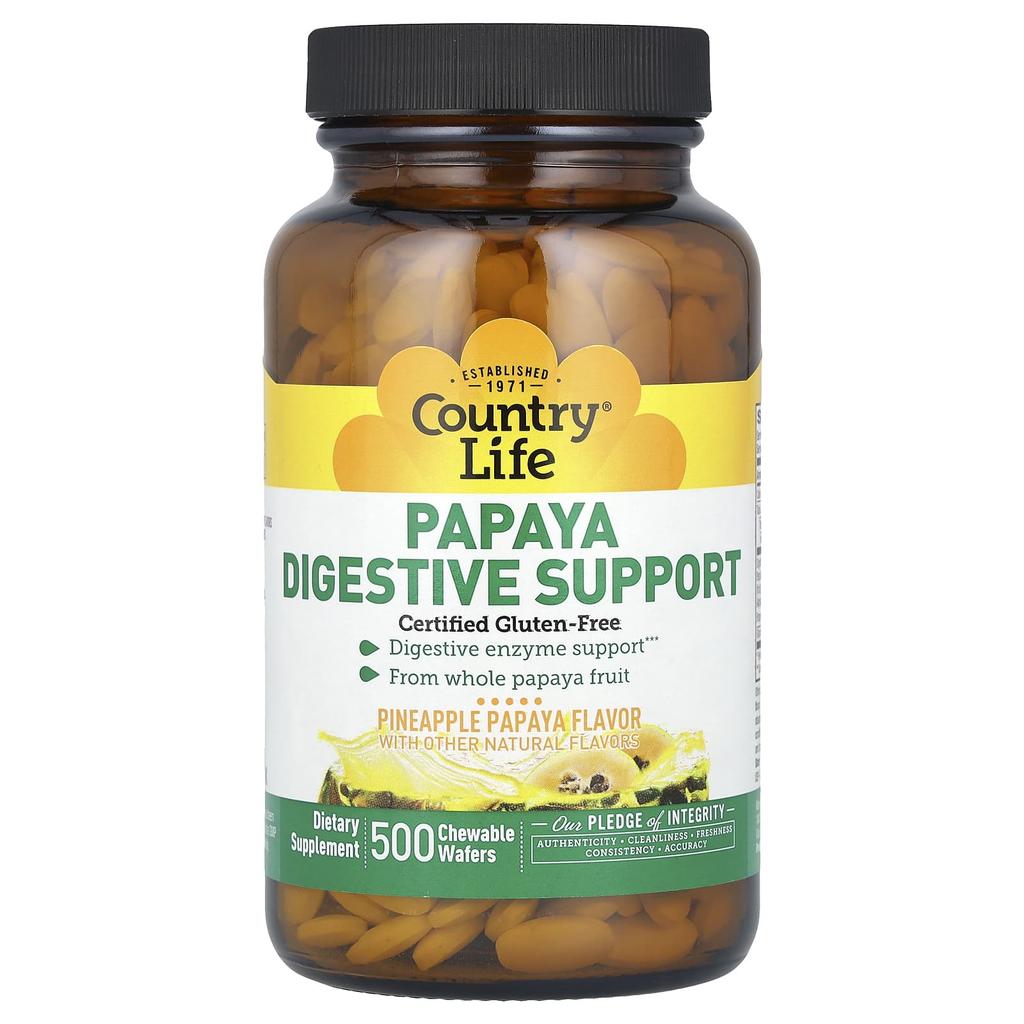 Papaya Digestive Support, Pineapple Papaya, 500 Chewable Wafers