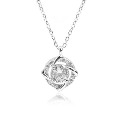 Ningnvshi Women's Necklace, Premium Zirconia Pendant, 925 Sterling Silver, Hypoallergenic, Twisted Circle Necklace, Delicate, Adjustable Chain, Annive