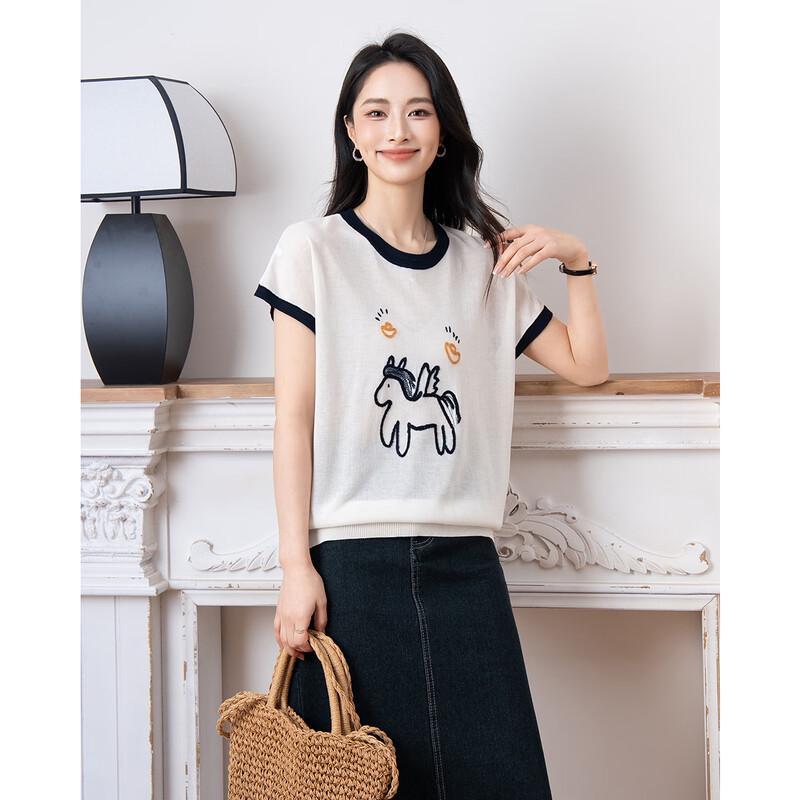 TERRE BLEUE Women s Short Sleeve Knit T-Shirt F
