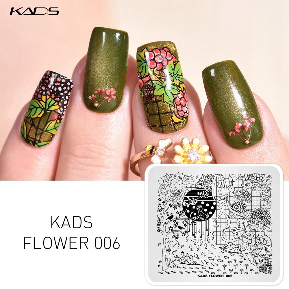 kads Nail Stamping Plates Flower 006 Romantic Night Image Nail Art Templates Stamp for Nails Manicure Tools