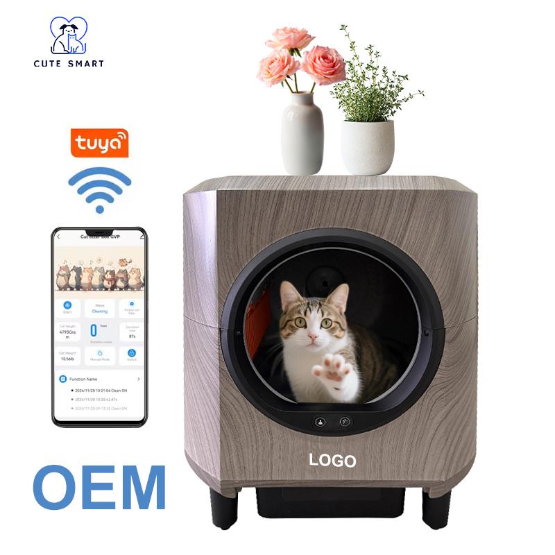 Новый трендовый автоматический кошачий туалет с управлением через приложение, удалением запаха для нескольких кошек, умный кошачий туалет, самоочищающийся лоток