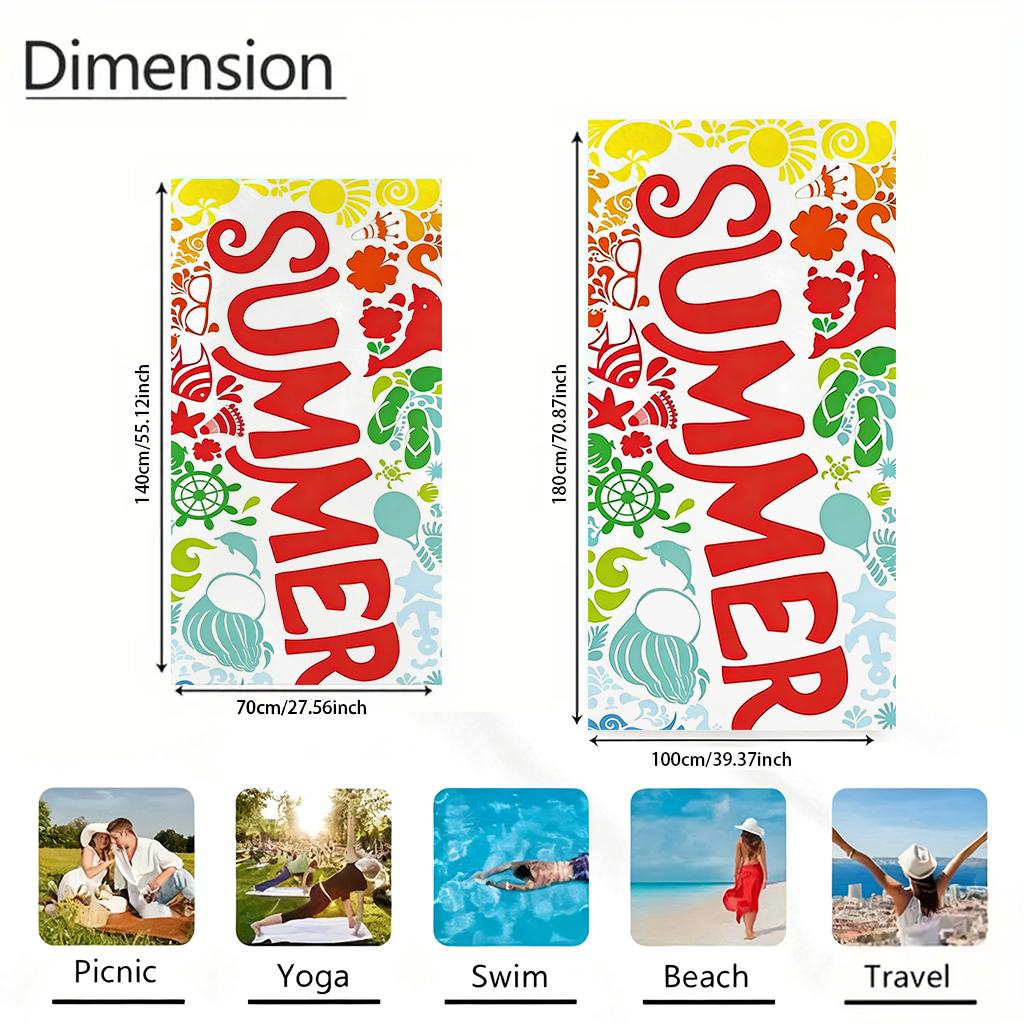 1 pièce Serviette de Plage Thème ÉTÉ Séchage Rapide Super Absorbante Convient pour la Natation Vacances à la Plage Piscine Salle de Sport Cadeau d'Été pour Amis