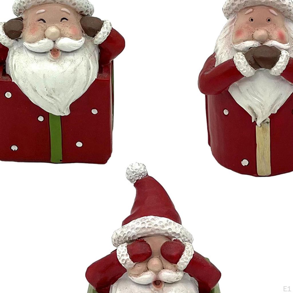 3 st Jul Tomte Statyer Harts Figurer Miniatyr för Hem Helg Skrivbord