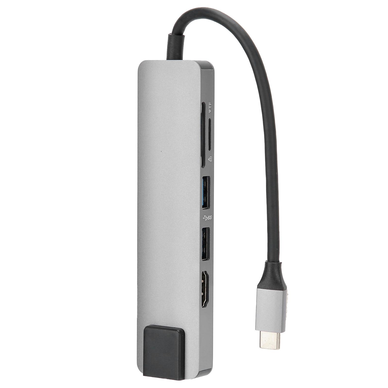 

6 в 1 расширенный внешний концентратор USB 3.0 HDMI RJ45 Display Multiport адаптер TypeC серый
