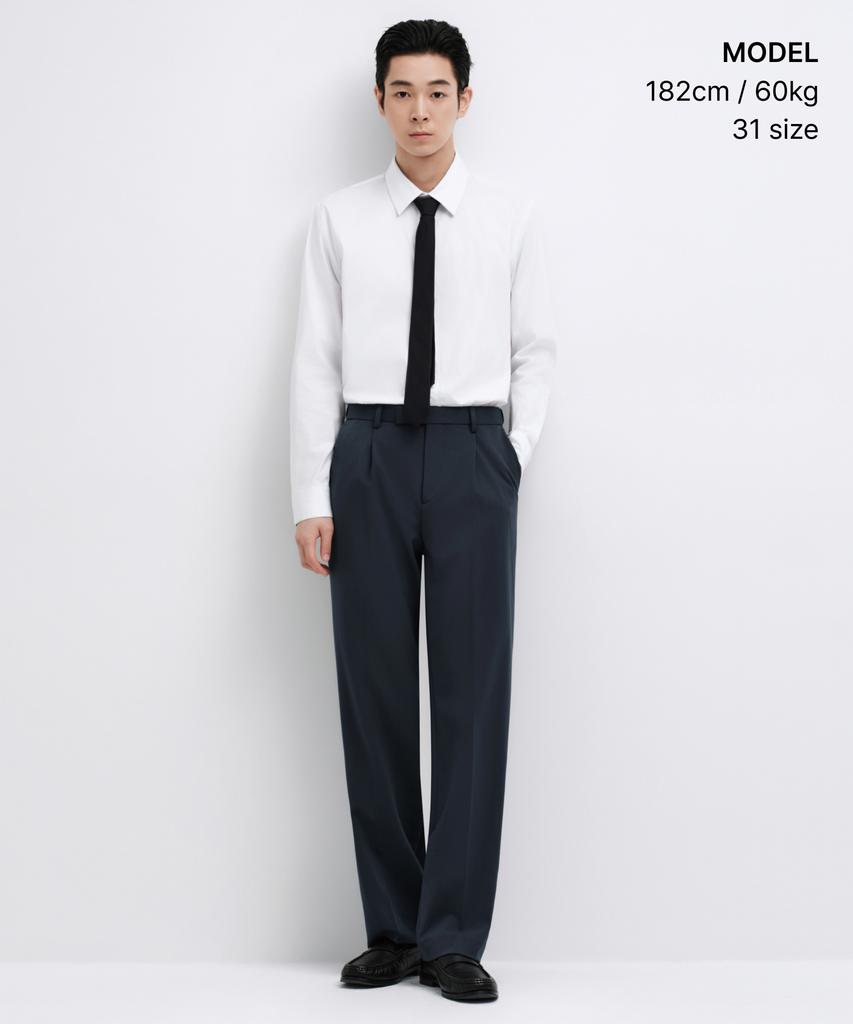 MUSINSA STANDARD Wide Hidden Banding Slacks [Iron Gray]